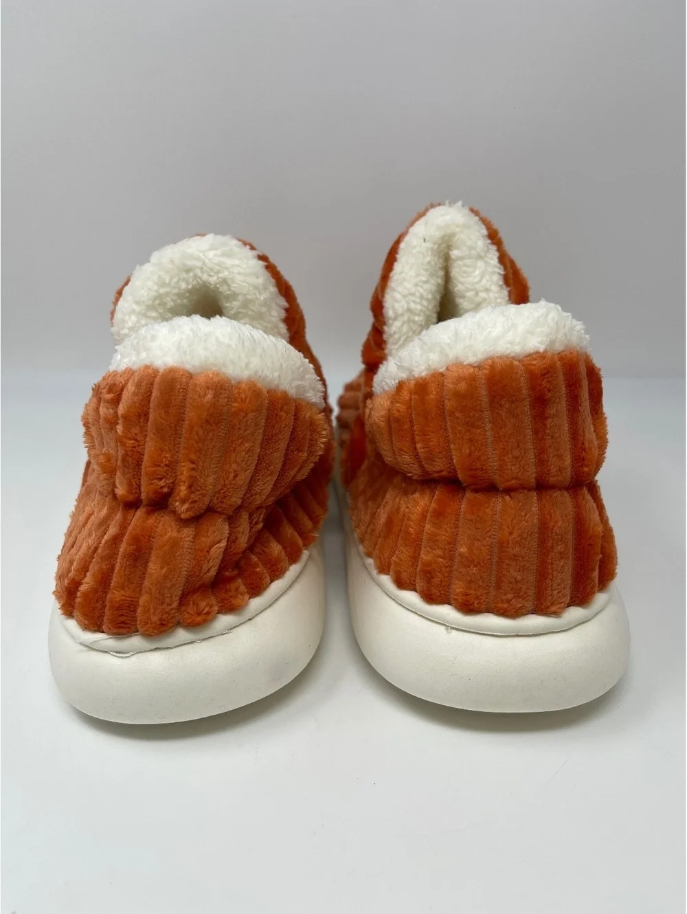 Boutique Orange Corduroy Fleece Lined Slippers Mules Platform EU 42-43 9-10